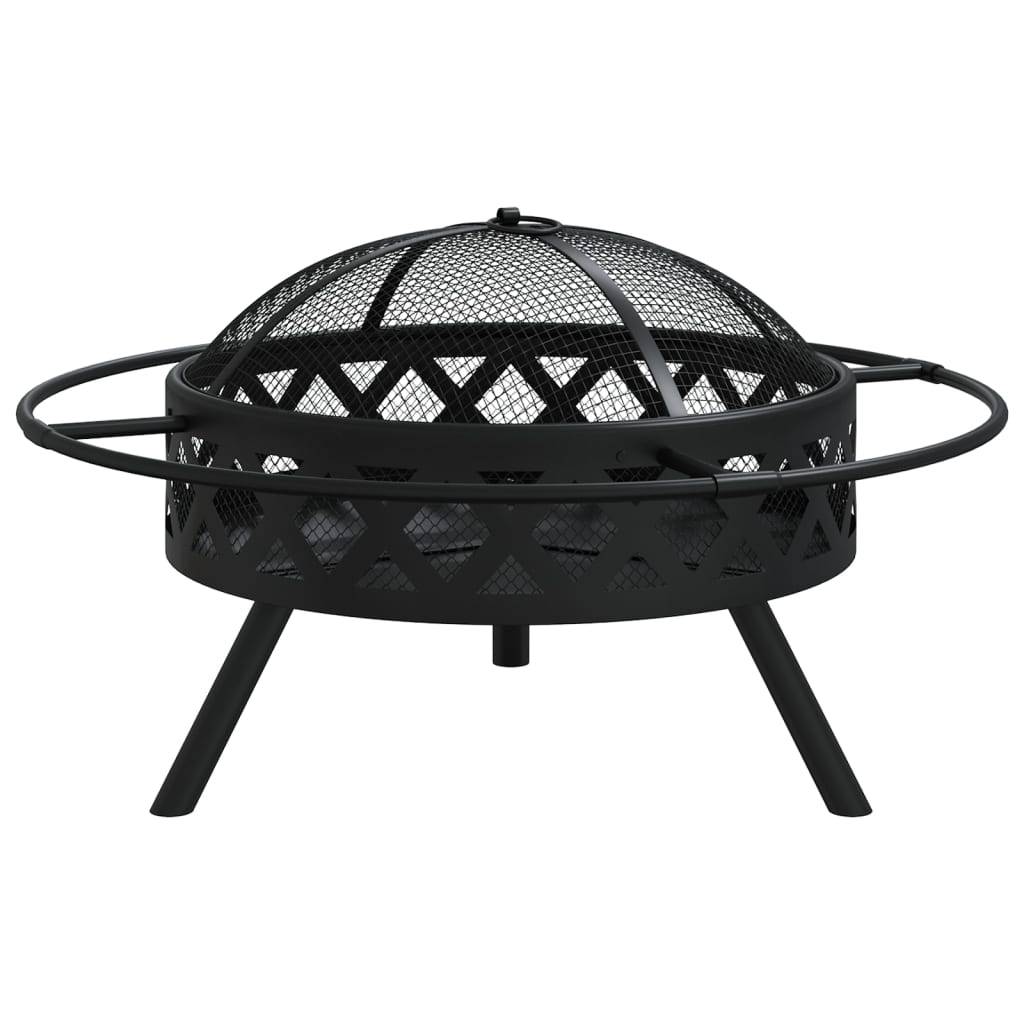 ComfortXL - Brasero Foyer de Jardin 70 cm en Acier Noir avec Tisonnier et Couvercle – ComfortXL Outdoor Living - Image 3