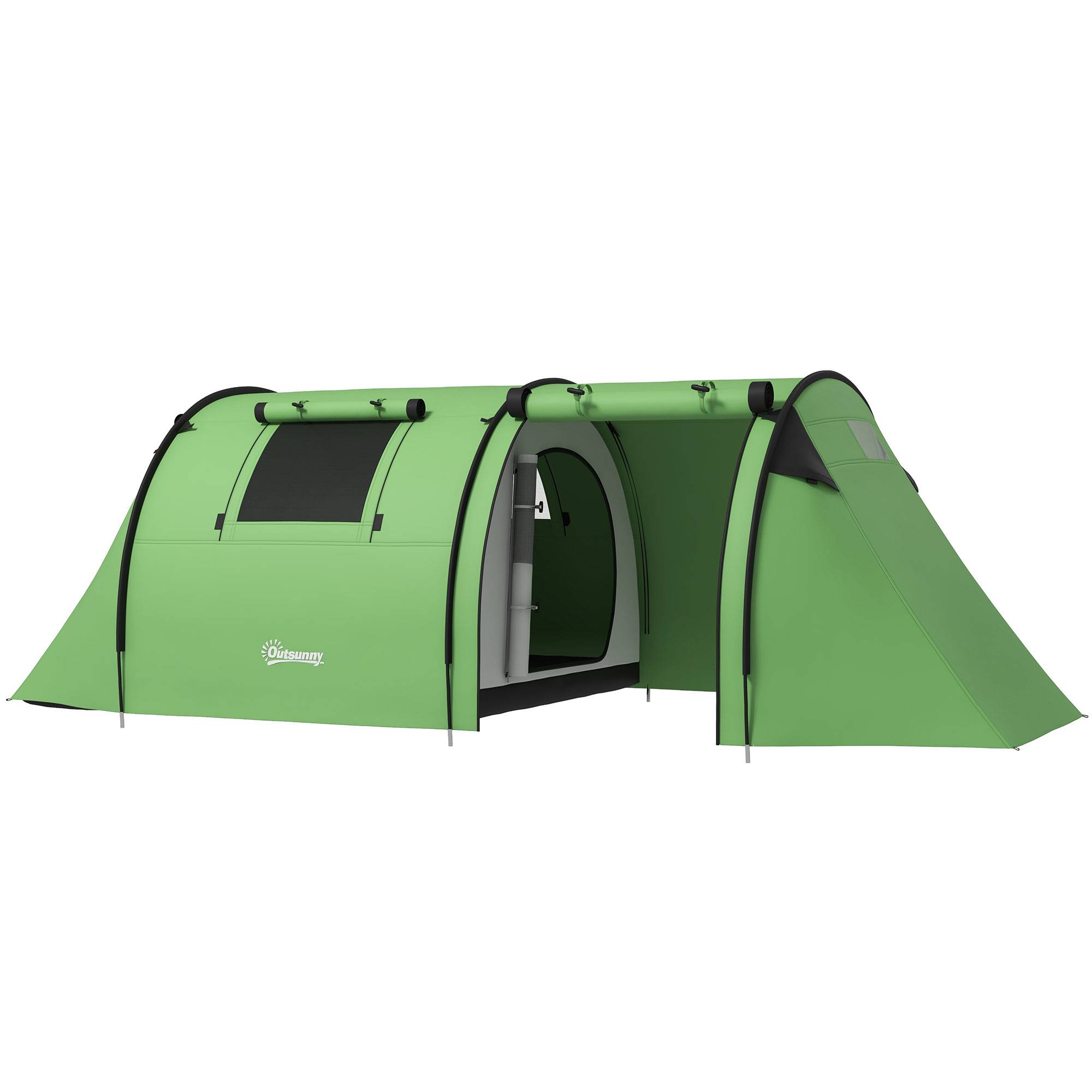 Sans Marque - Tente camping 3-4 pers., stable, imperméable, familiale, chambre+salon, 3000mm, vert foncé - Image 2