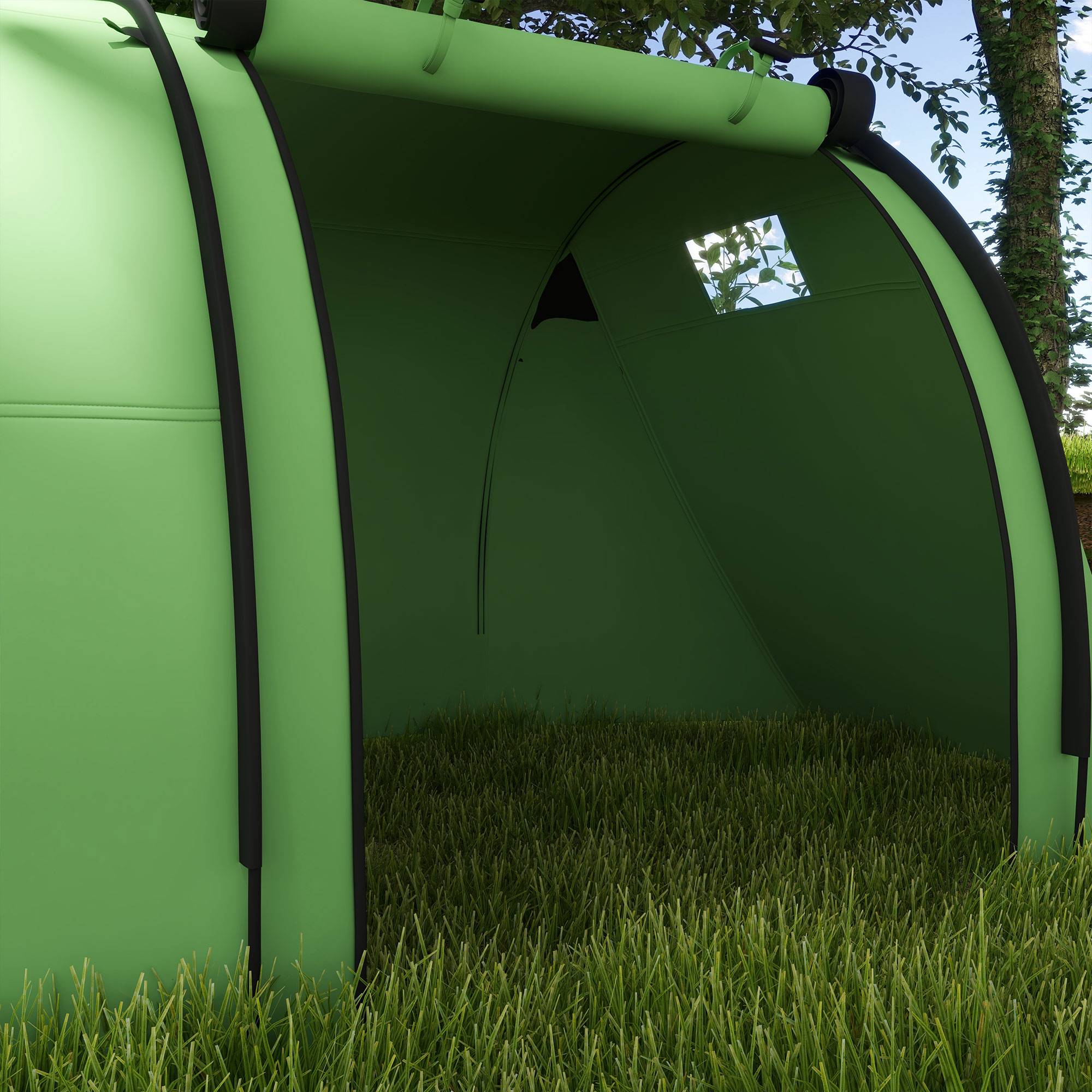 Sans Marque - Tente camping 3-4 pers., stable, imperméable, familiale, chambre+salon, 3000mm, vert foncé - Image 10