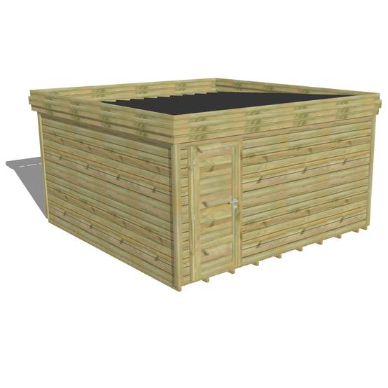 ABRI DE JARDIN bois autoclave 27mm - 4,34x4,34m / 19m2 - Bac acier - Plancher bois - Image 1