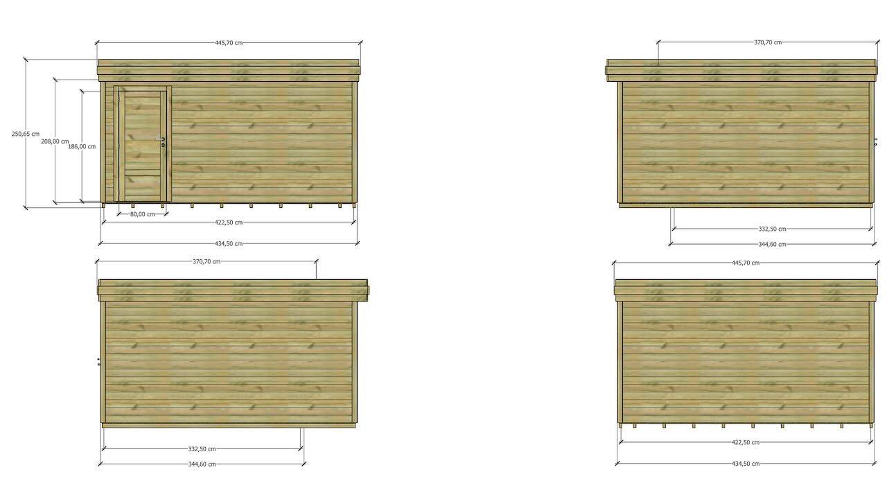 ABRI DE JARDIN bois  autoclave 27mm - 4,34x4,34m / 19m2 - Bac acier - Plancher bois - Image 4