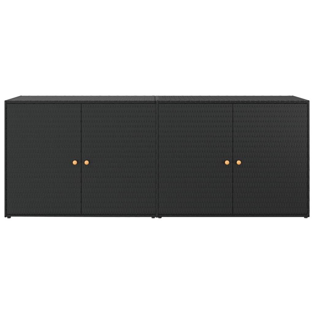 Armoire de jardin - Armoire d'extérieur - Armoire de rangement jardin Noir 198x55,5x80 cm Résine tressée - Image 4