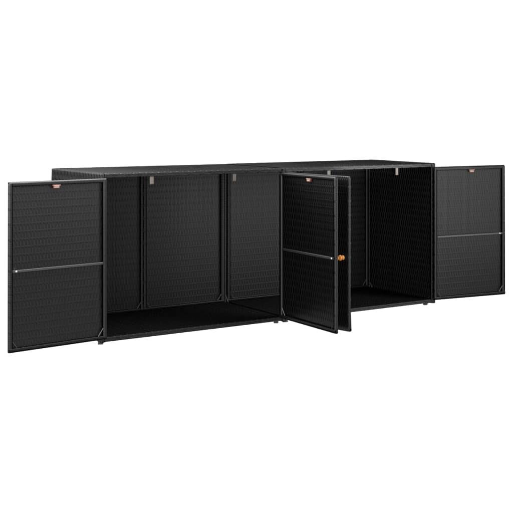 Armoire de jardin - Armoire d'extérieur - Armoire de rangement jardin Noir 198x55,5x80 cm Résine tressée - Image 3