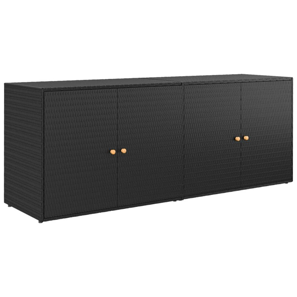 Armoire de jardin - Armoire d'extérieur - Armoire de rangement jardin Noir 198x55,5x80 cm Résine tressée - Image 1