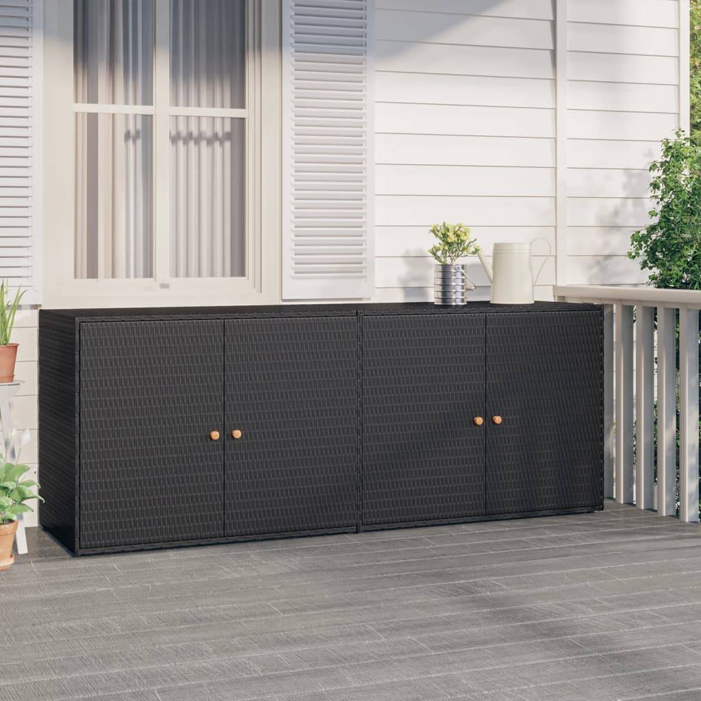 Armoire de jardin - Armoire d'extérieur - Armoire de rangement jardin Noir 198x55,5x80 cm Résine tressée - Image 2