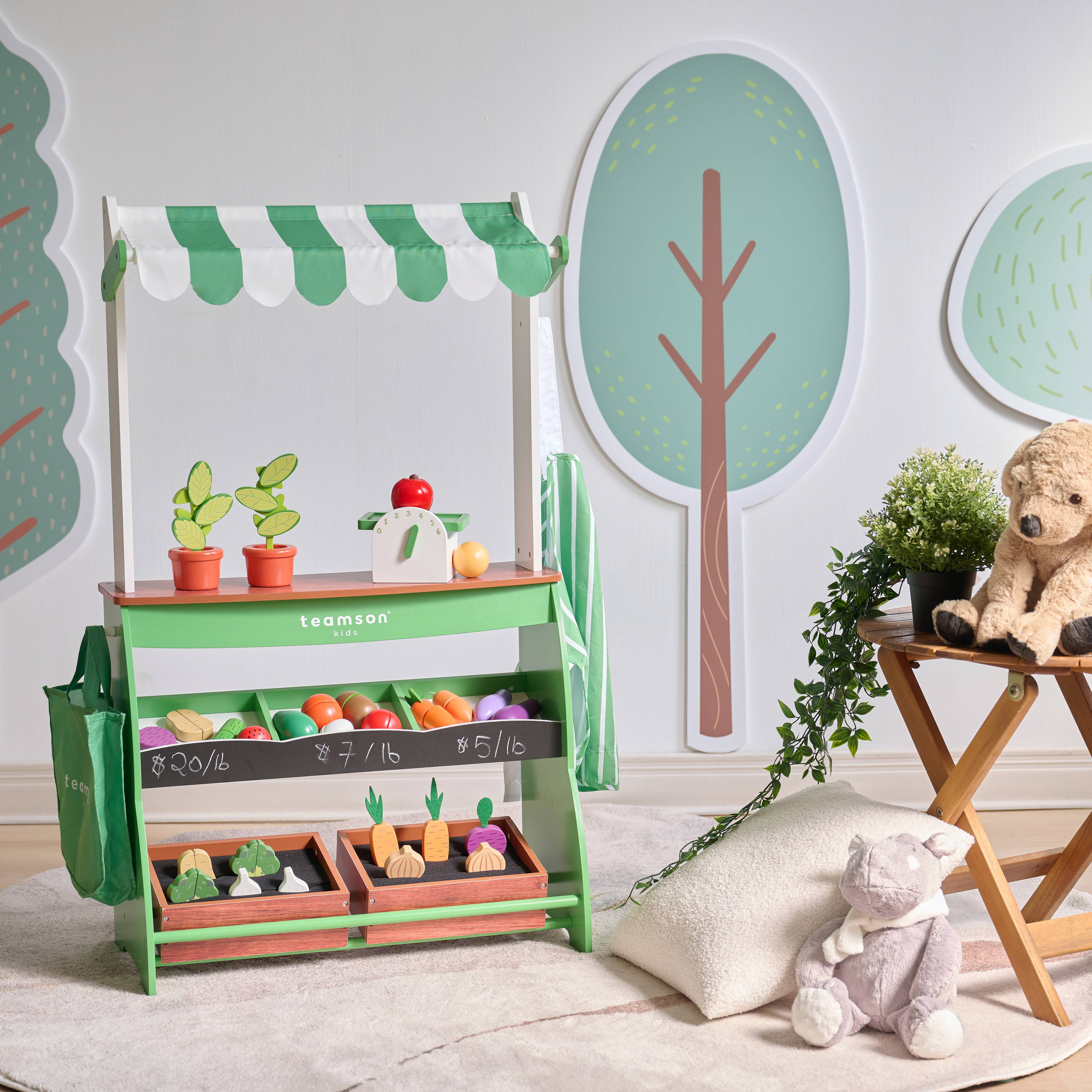 Étal de marché de l'ensemble de jeu d'accessoires, 100 cm, Vert Teamson Kids - Image 2