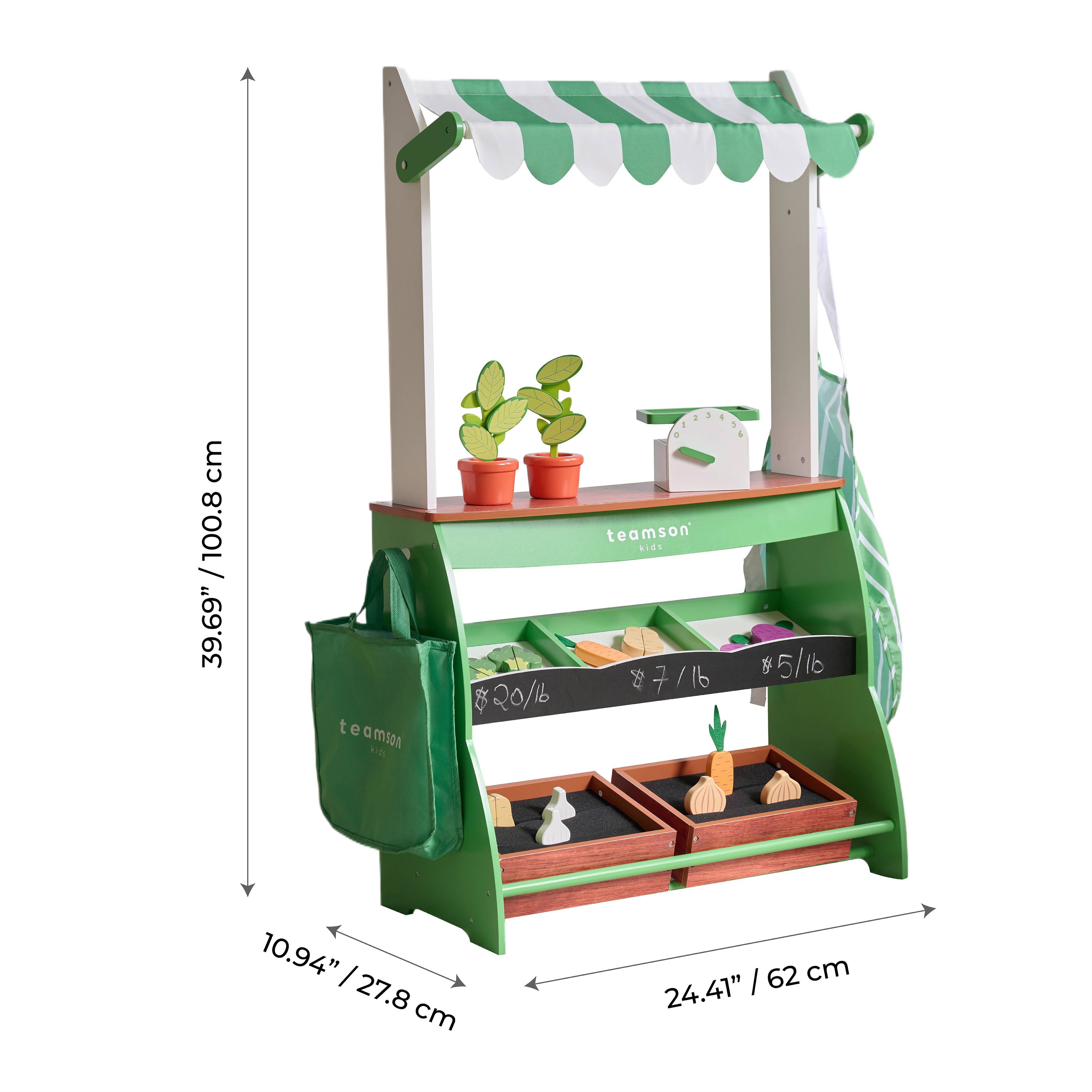 Étal de marché de l'ensemble de jeu d'accessoires, 100 cm, Vert Teamson Kids - Image 3