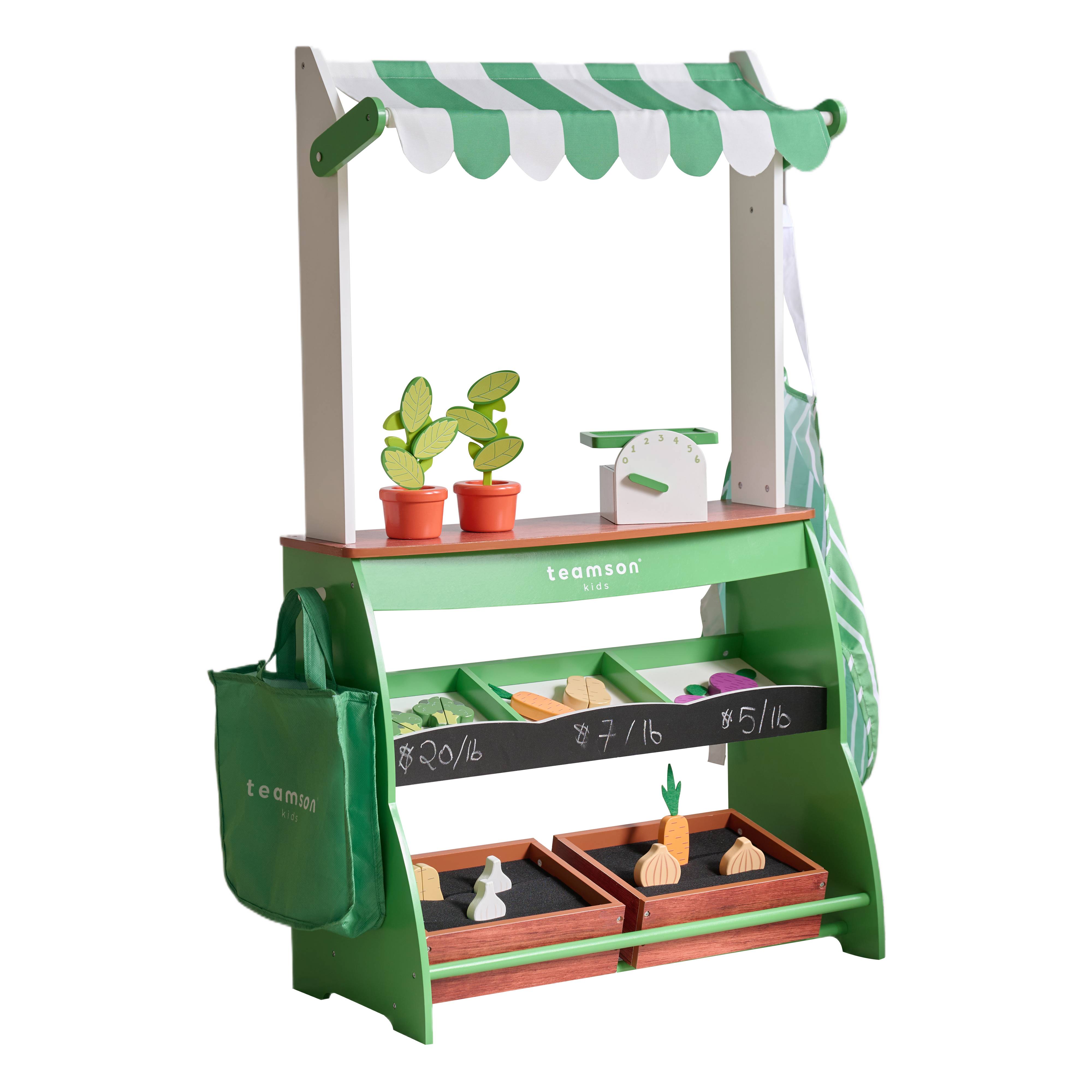 Étal de marché de l'ensemble de jeu d'accessoires, 100 cm, Vert Teamson Kids - Image 1