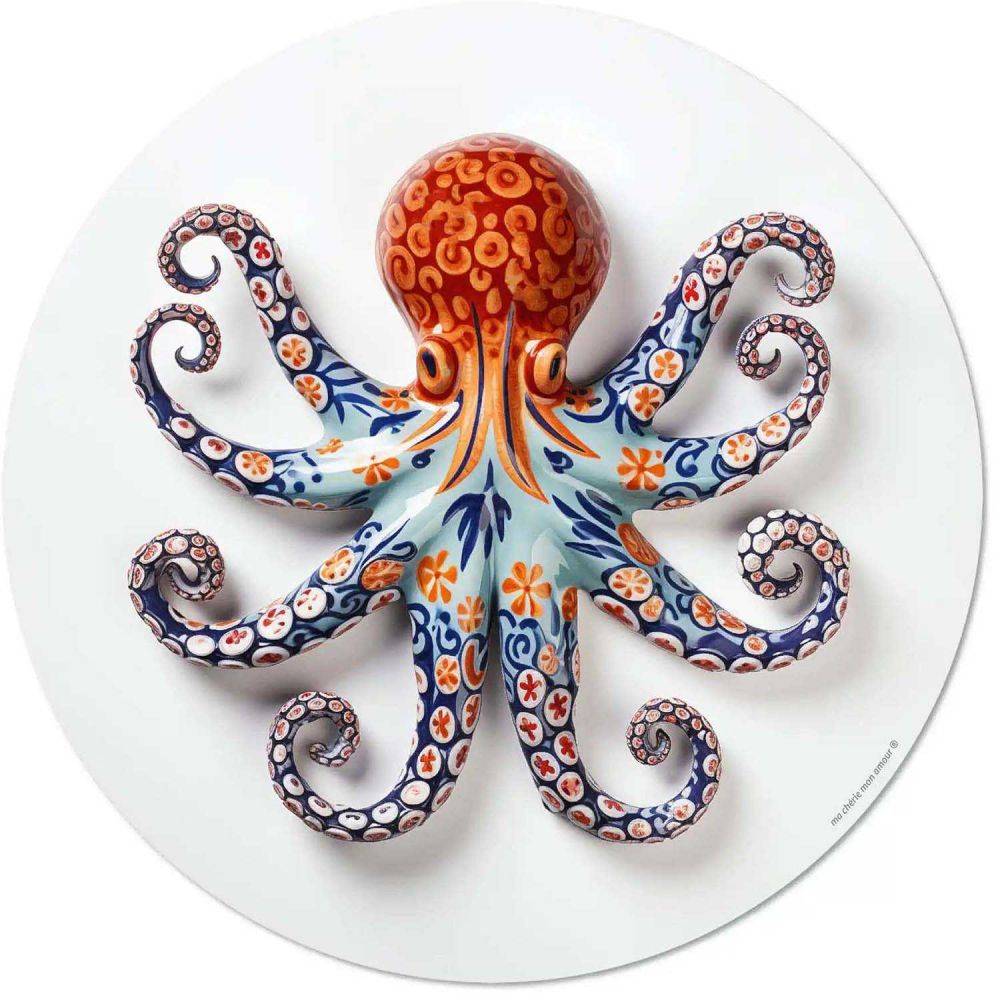 Ensemble sets de table en vinyle 38 cm et dessous de verre Octopus Lot de 6 sets de table et de 6 dessous de verre motifs assortis - Image 4