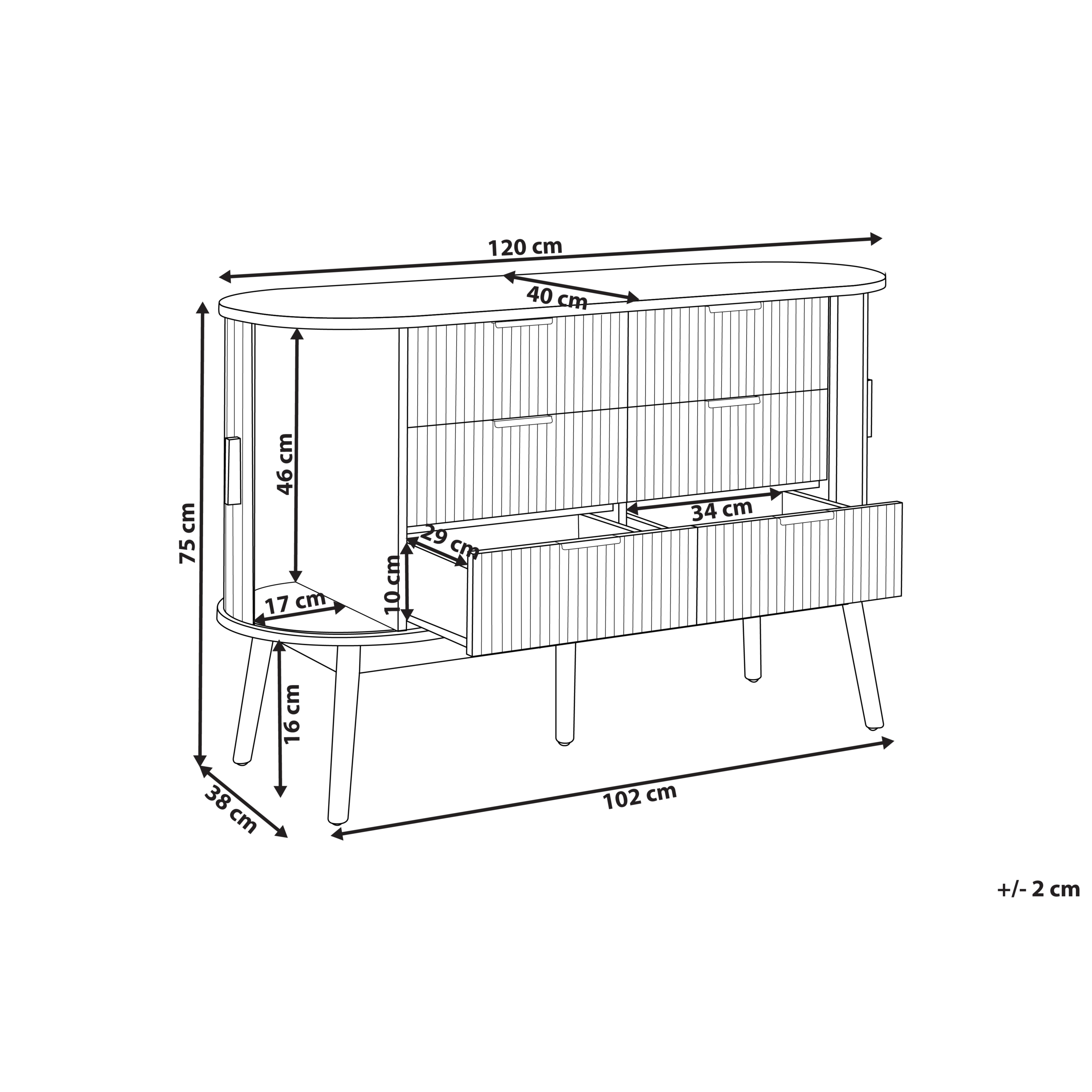 Beliani - Commode MDF Marron SELAH - 120x40x75- Beliani - Image 3