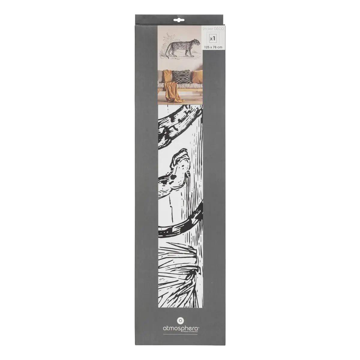 Atmosphera - Sticker Plat Mural "Léopard" 78x125cm Noir & Blanc - Image 2