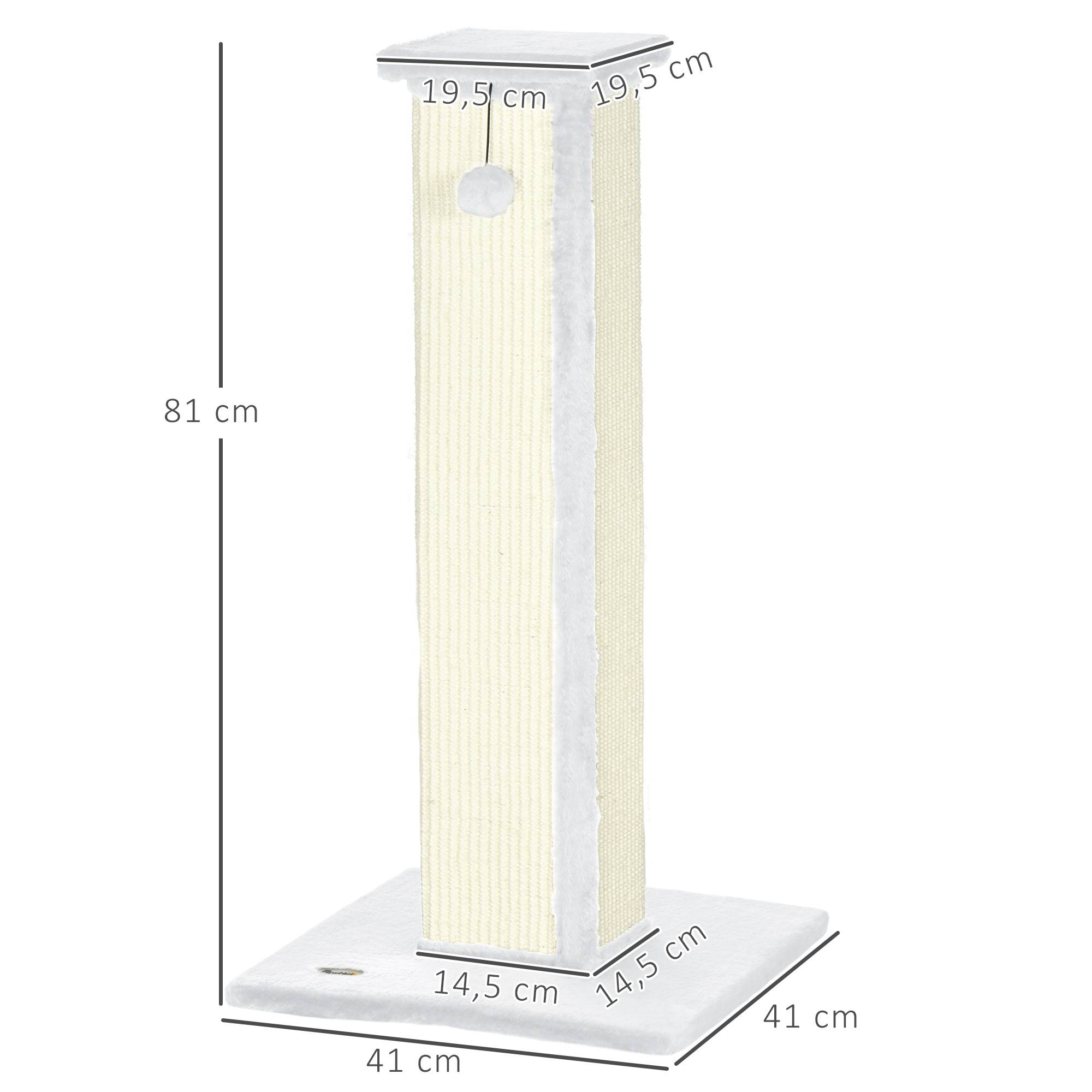 ComfortXL - Poteau griffoir pour chat en sisal et peluche gris 41 x 41 x 81 cm avec balle suspendue et base stable - Image 3