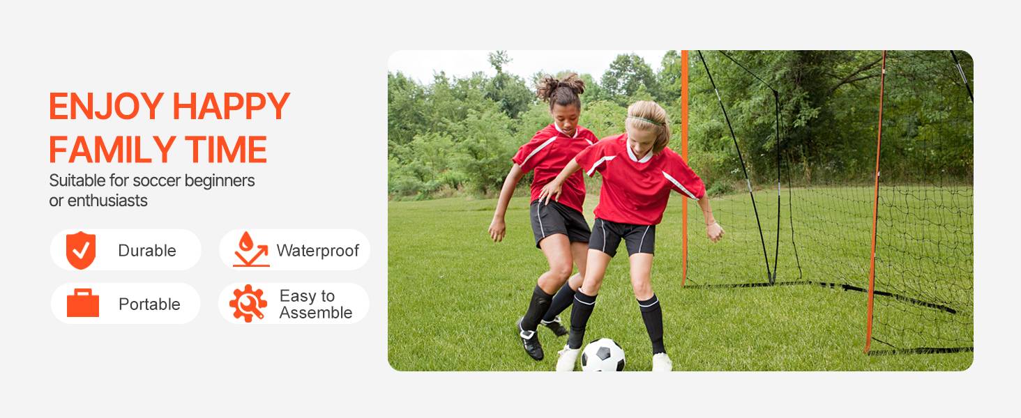 Vevor - VEVOR But de football portable 182,8 x 365,7 cm, cadre acier et fibre de verre, filet PE imperméable, sac de transport inclus, orange. - Image 9