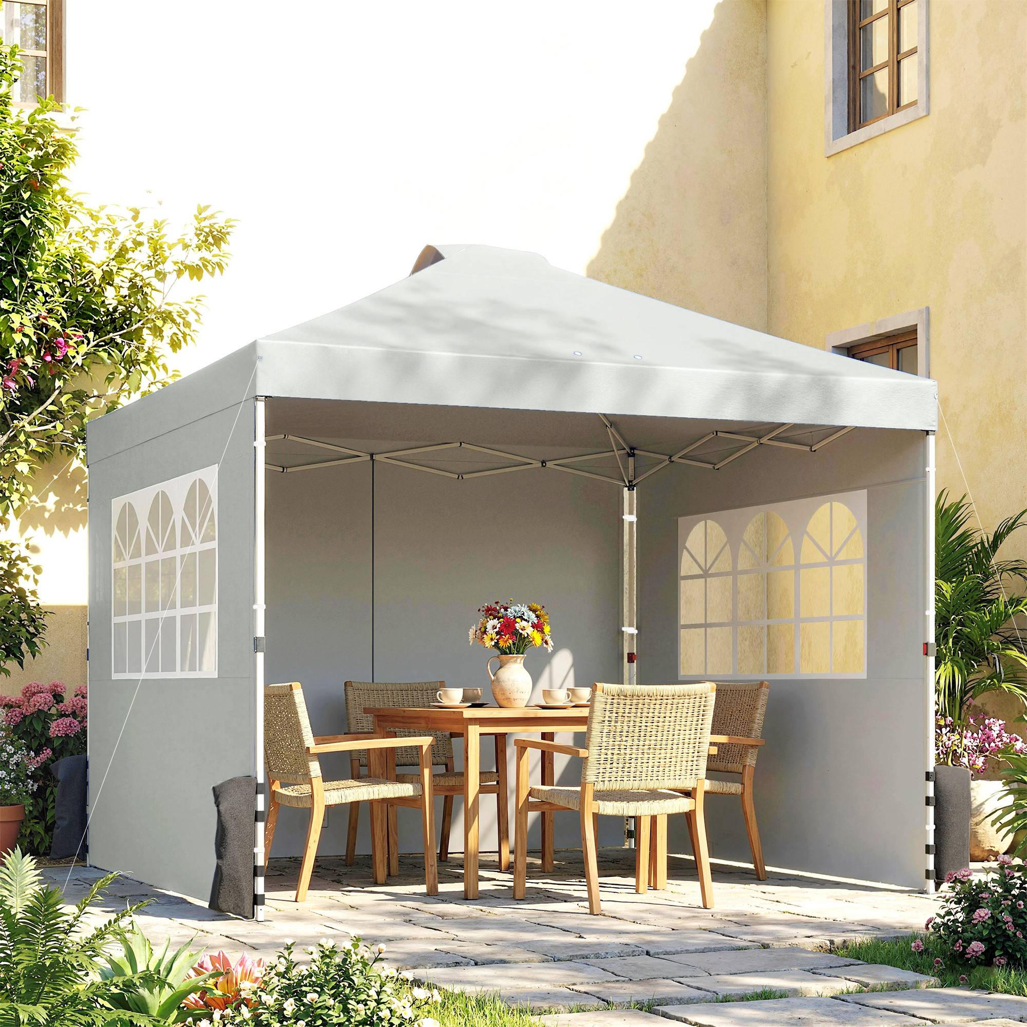 Tonnelle Pliante Pop-up Acier Oxford 3 Parois Jardin Marché Imperméable Anti-UV 3x3m Gris Clair - ComfortXL Outdoor Living - Image 3