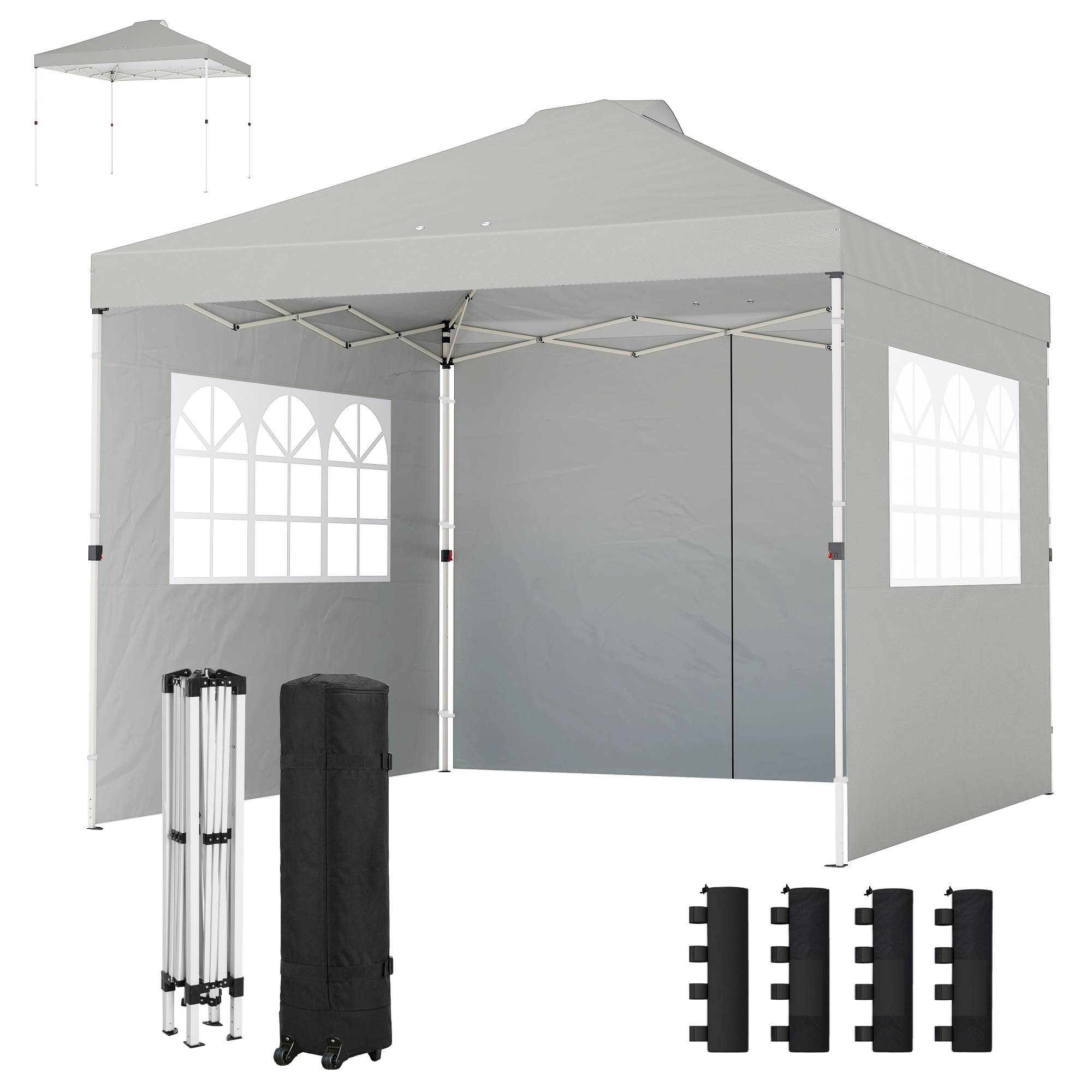 Tonnelle Pliante Pop-up Acier Oxford 3 Parois Jardin Marché Imperméable Anti-UV 3x3m Gris Clair - ComfortXL Outdoor Living - Image 2