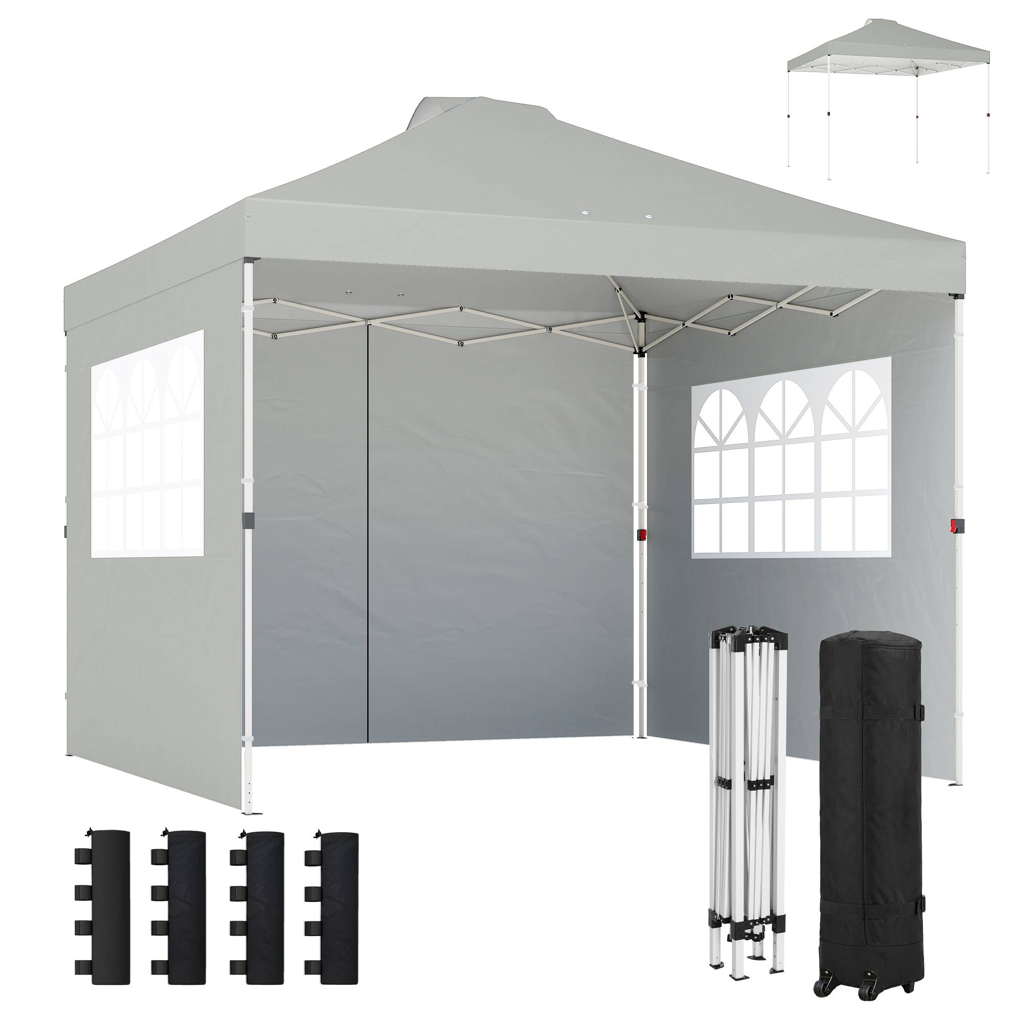 Tonnelle Pliante Pop-up Acier Oxford 3 Parois Jardin Marché Imperméable Anti-UV 3x3m Gris Clair - ComfortXL Outdoor Living - Image 1