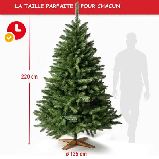 Sapin de Noël artificiel 220cm Arbre de Noël Support et sac de rangement inclus - Image 2