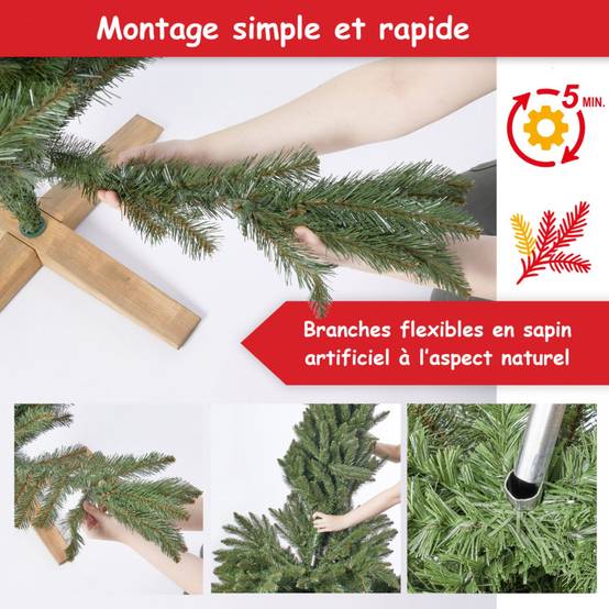 Sapin de Noël artificiel 220cm Arbre de Noël Support et sac de rangement inclus - Image 5