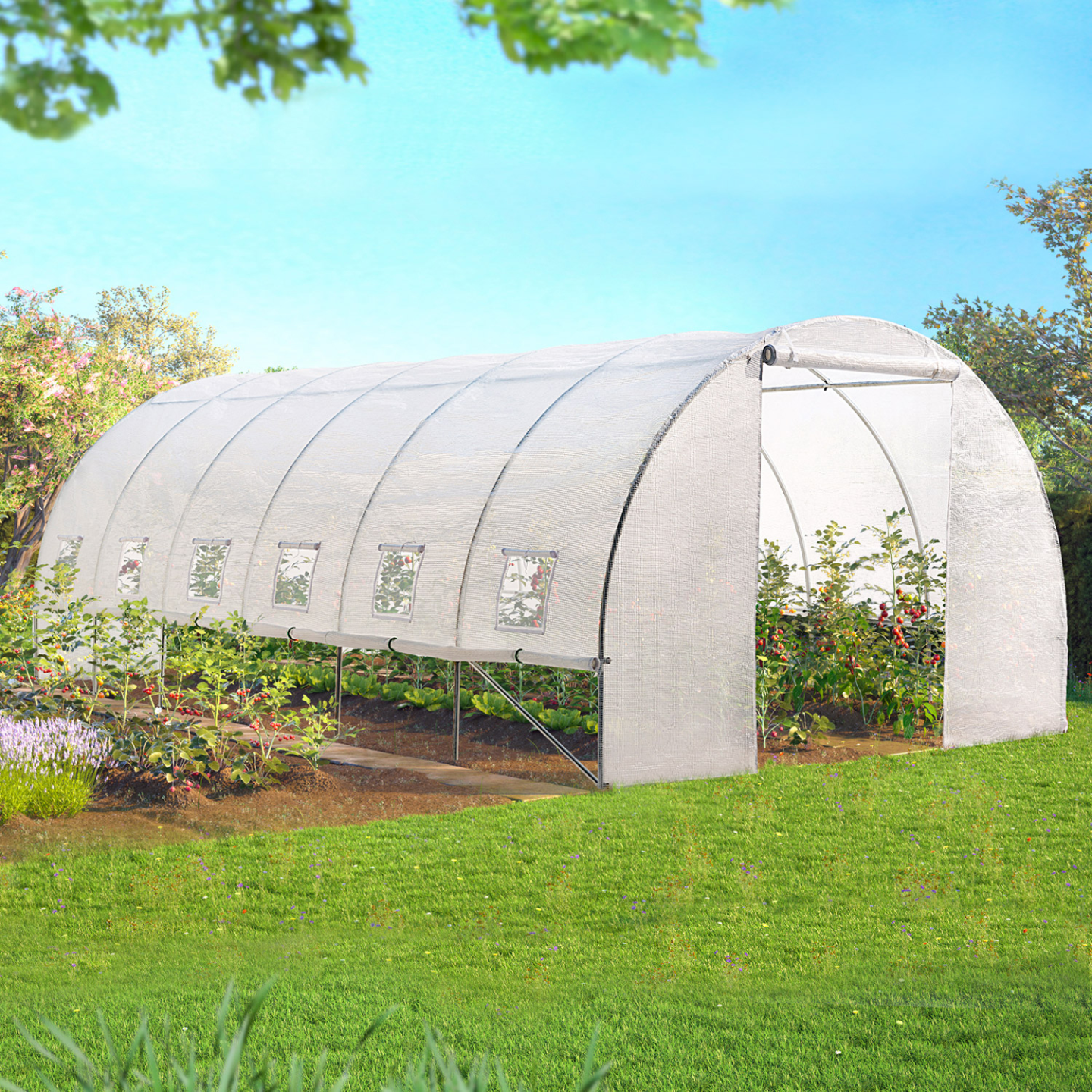 Serre tunnel de jardin 4 saisons 18M² blanche gamme maraîchère CRIMÉE 6x3M - Image 5