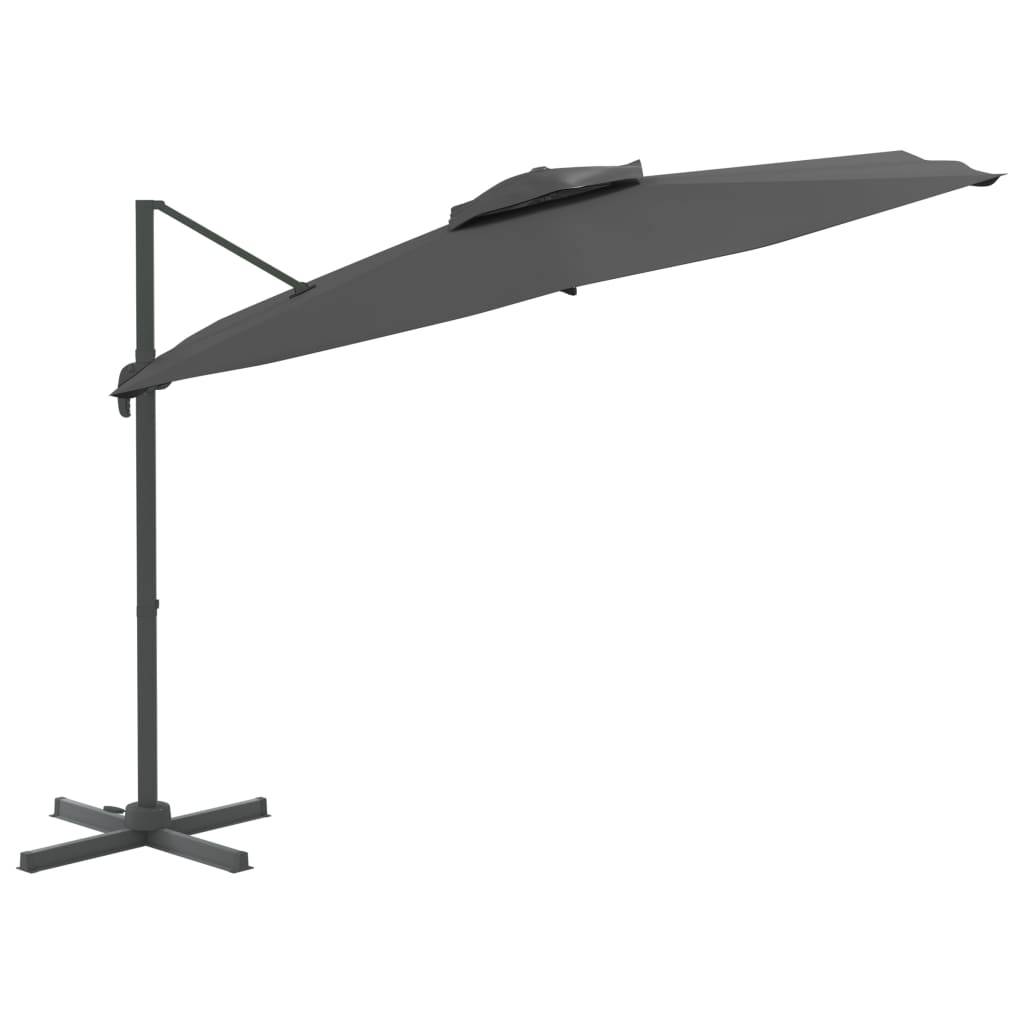 Helloshop26 - Parasol meuble de jardin cantilever à double toit 400 x 300 cm anthracite - Image 2