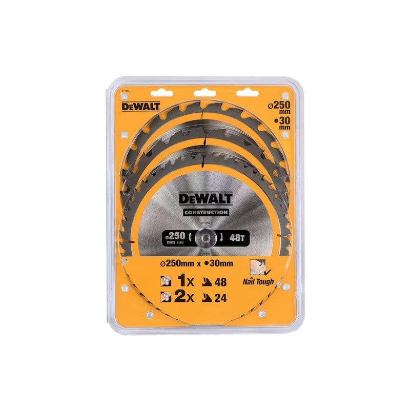Coffret plastique de 3 lames Ø250mm DEWALT DT1963-QZ Carbure Construction pour scie circulaire stationnaires : DT1952x2, DT1959 Dewalt - Image 2