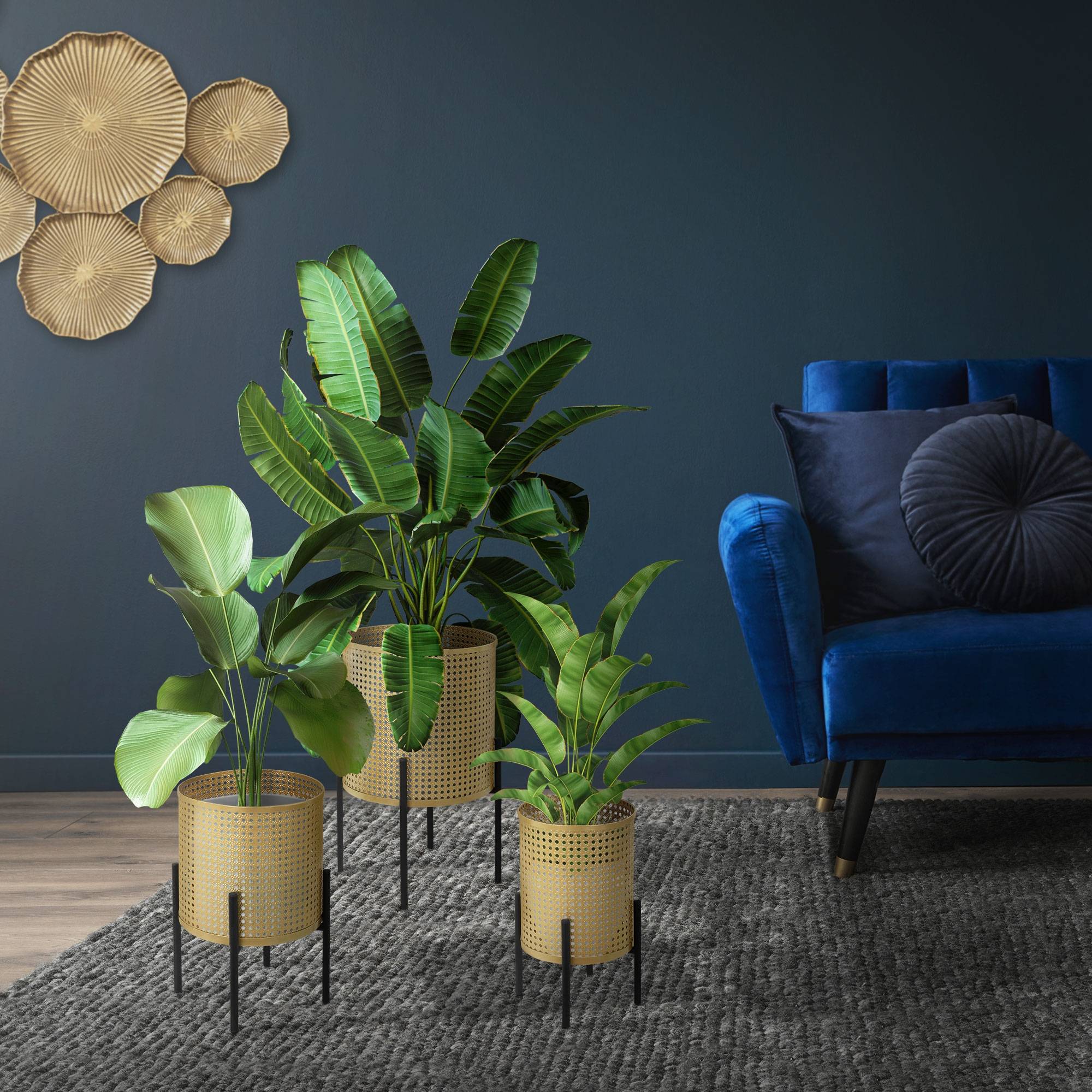 Ml-Design - 3x Support de plantes noir/or acier pot de fleurs avec cache-pot décoratif salon - Image 7