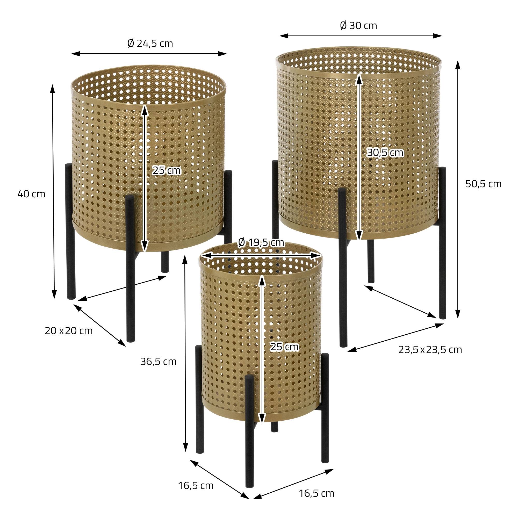 Ml-Design - 3x Support de plantes noir/or acier pot de fleurs avec cache-pot décoratif salon - Image 6