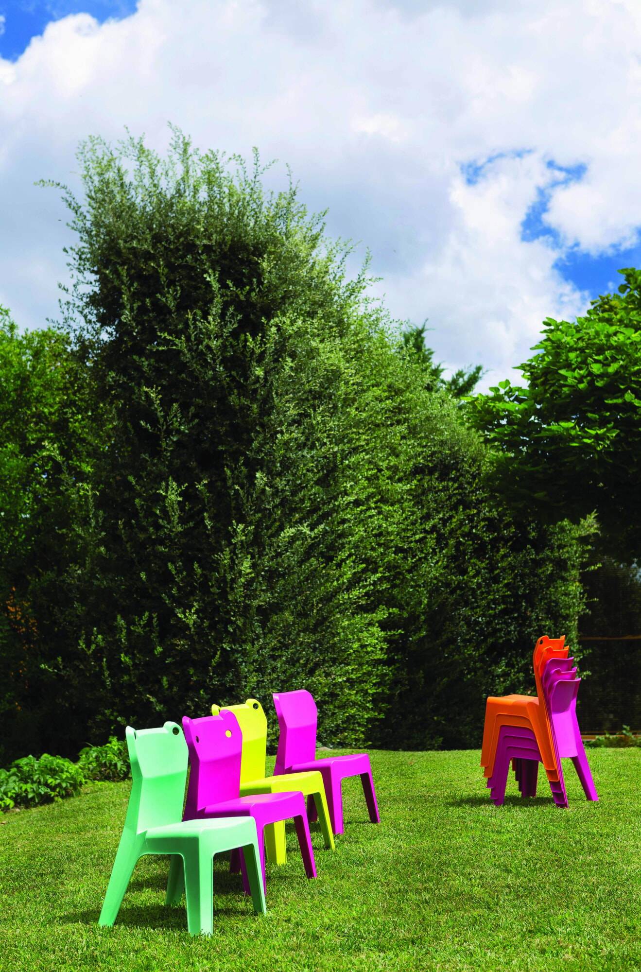 Set 4+1 chaises-table pour enfants intérieur, extérieur bleu ciel/fuchsia/orange/vert citron/menthe JAN garbar - Image 5