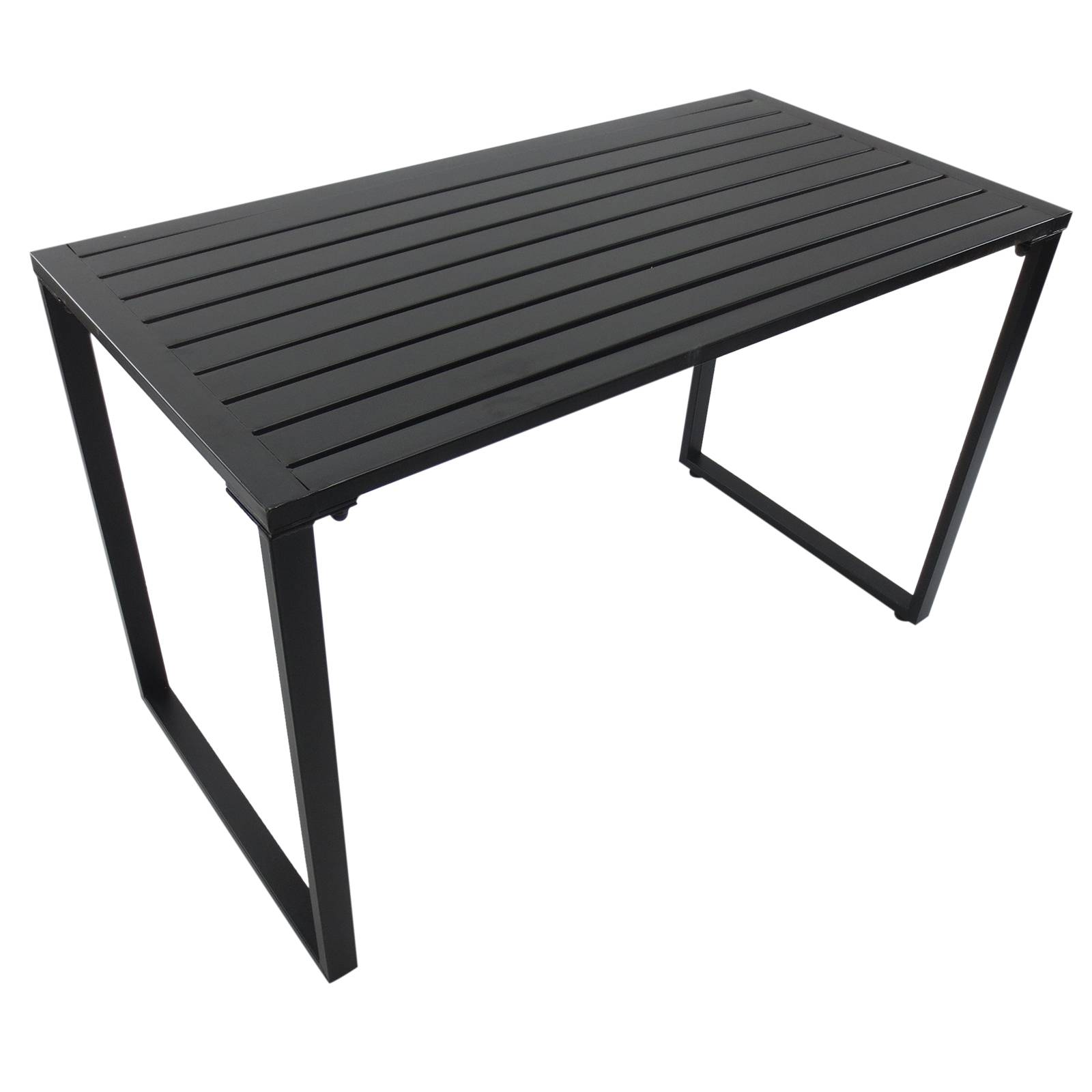 Mobilier de jardin 4 places : table + 2 bancs, métal, noir - Image 7
