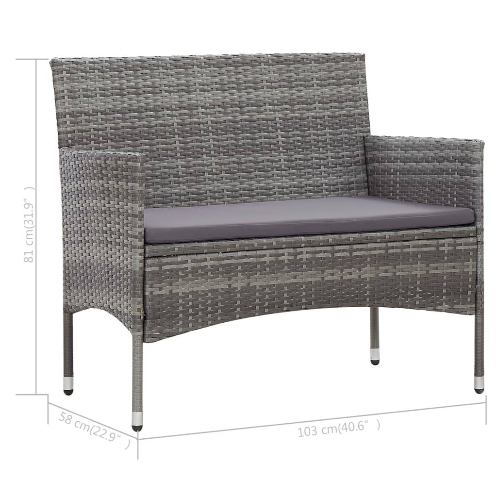 Vidaxl - Salon de jardin 4 pcs avec coussins résine tressée gris vidaXL 45812 - Image 3