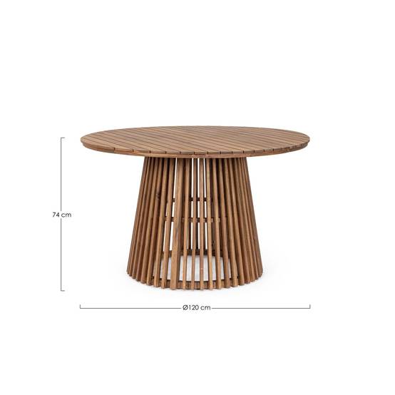 Autre - Table de jardin ronde en acacia D120 6 personnes - PIANA - Image 6