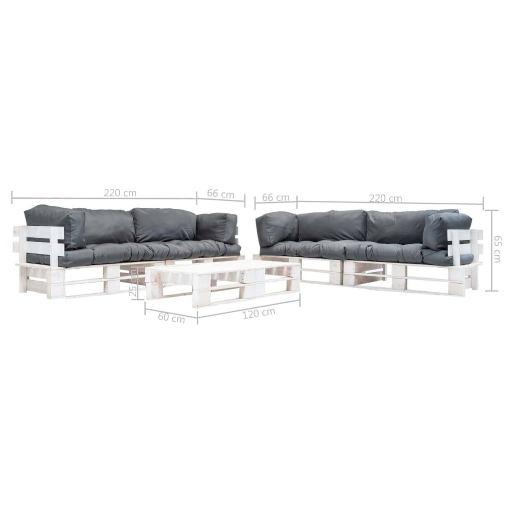 Vidaxl - Salon de jardin palette 6 pcs avec coussins gris Bois vidaXL 277405 - Image 3