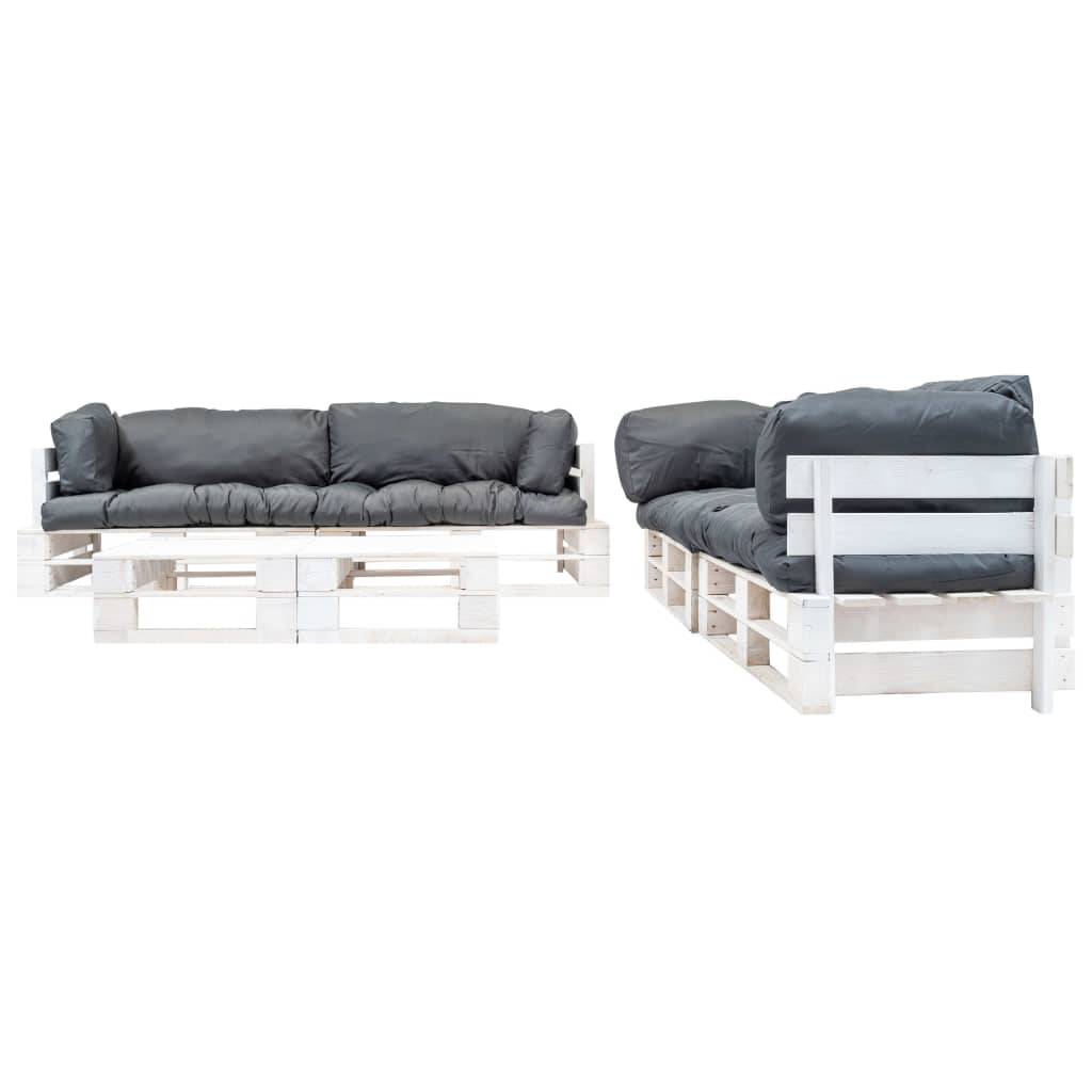 Vidaxl - Salon de jardin palette 6 pcs avec coussins gris Bois vidaXL 277405 - Image 2