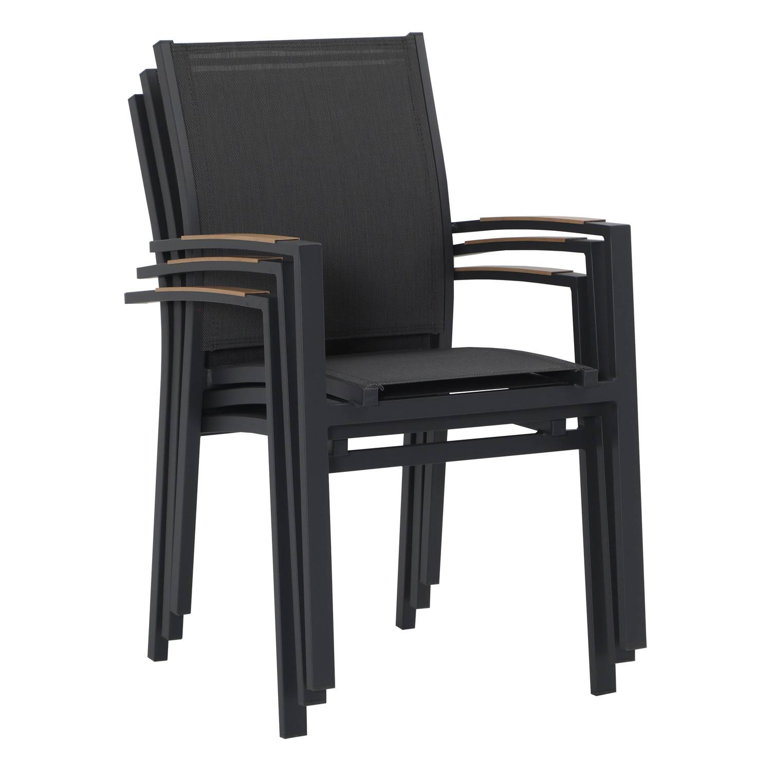Autre - Table de jardin extensible aluminium 135/270cm + 10 fauteuils empilables textilène Gris Anthracite - LAZARE 10 - Image 3