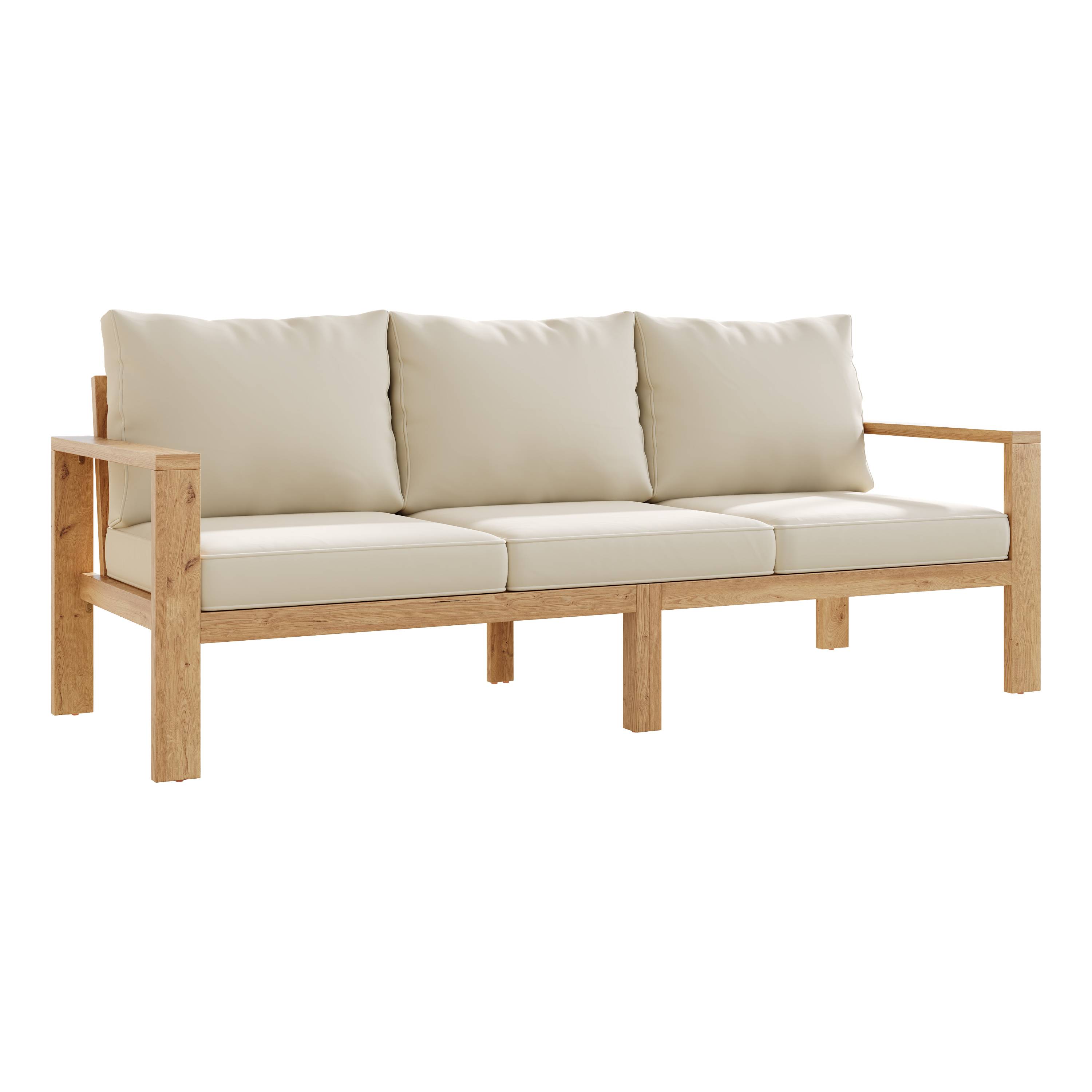 Salon de jardin bois acacia massif terrasse extérieur ensemble 5 pièces 6 places crème - ComfortXL Outdoor Living - Image 6