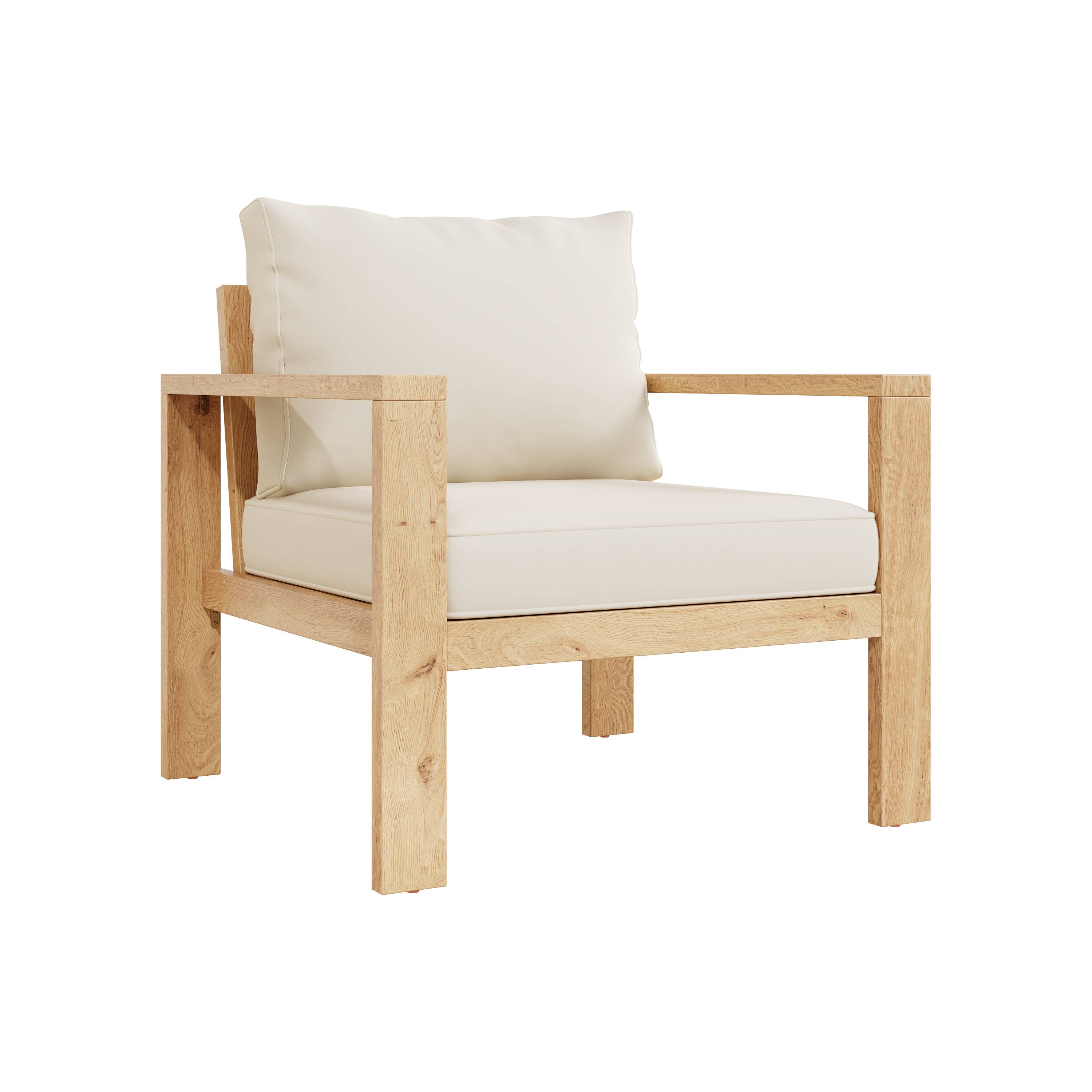 Salon de jardin bois acacia massif terrasse extérieur ensemble 5 pièces 6 places crème - ComfortXL Outdoor Living - Image 7
