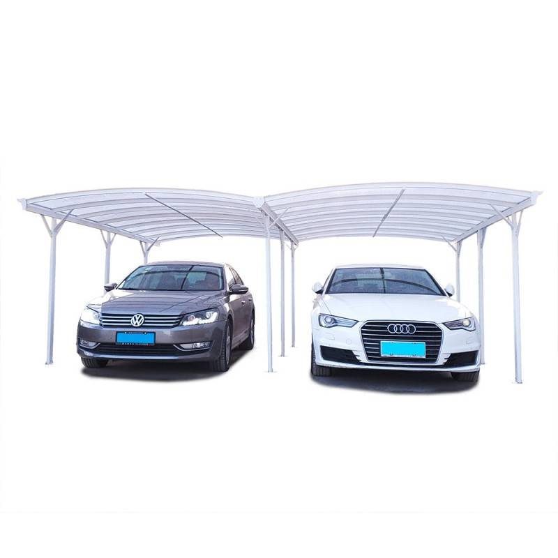 Carport double 30,30 m² aluminium blanc polycarbonate 6mm X-METAL avec kit d'ancrage - Image 5