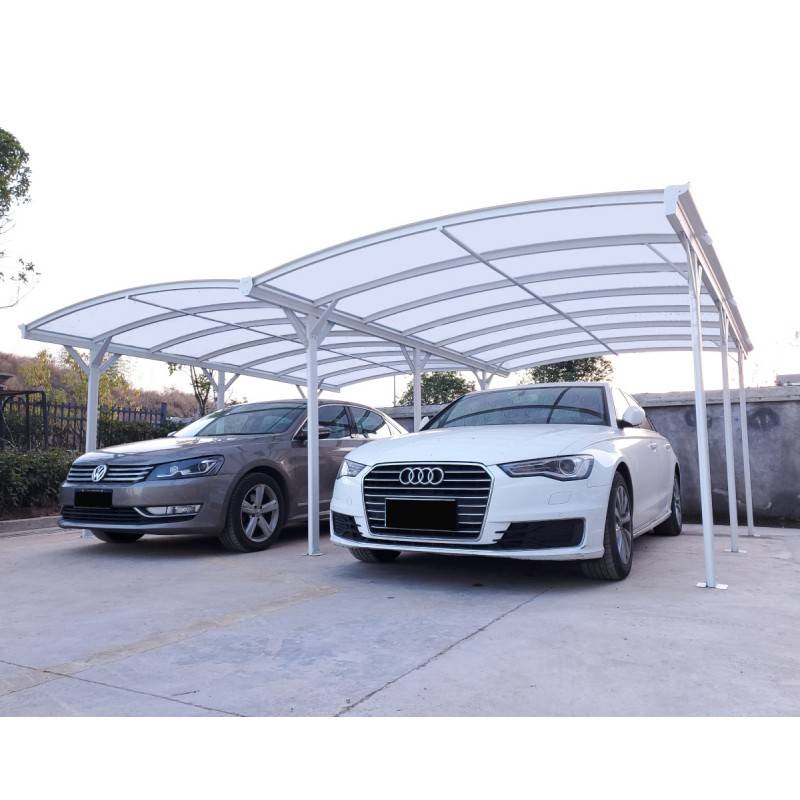 Carport double 30,30 m² aluminium blanc polycarbonate 6mm X-METAL avec kit d'ancrage - Image 2