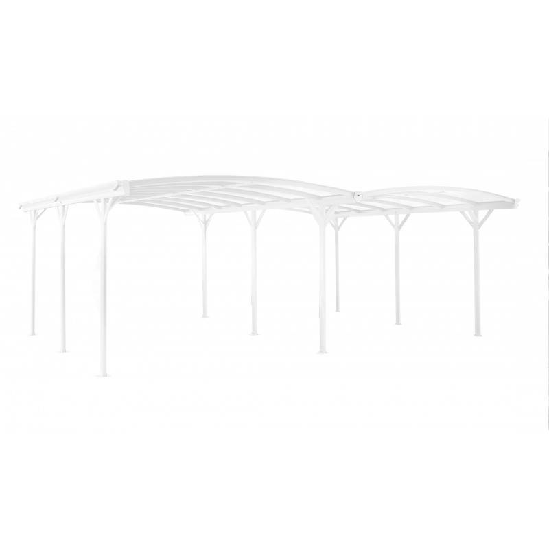 Carport double 30,30 m² aluminium blanc polycarbonate 6mm X-METAL avec kit d'ancrage - Image 7
