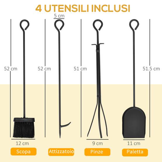 Porte-bûches surélevé en acier inoxydable, pour cheminée intérieure et extérieure, 4 outils inclus, 75 x 30 x 60 cm - Image 9