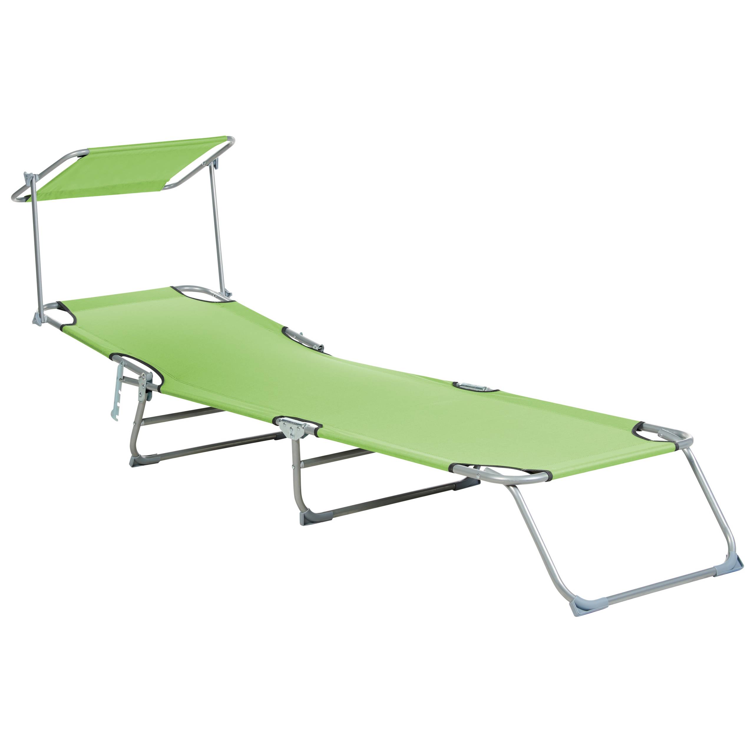 Beliani - Transat de Jardin Bain de Soleil Pliant en Tissu Polyester Vert Clair et Acier avec Pare Soleil Pratique Idéal pour Terrasse ou Balcon Beliani - Image 5