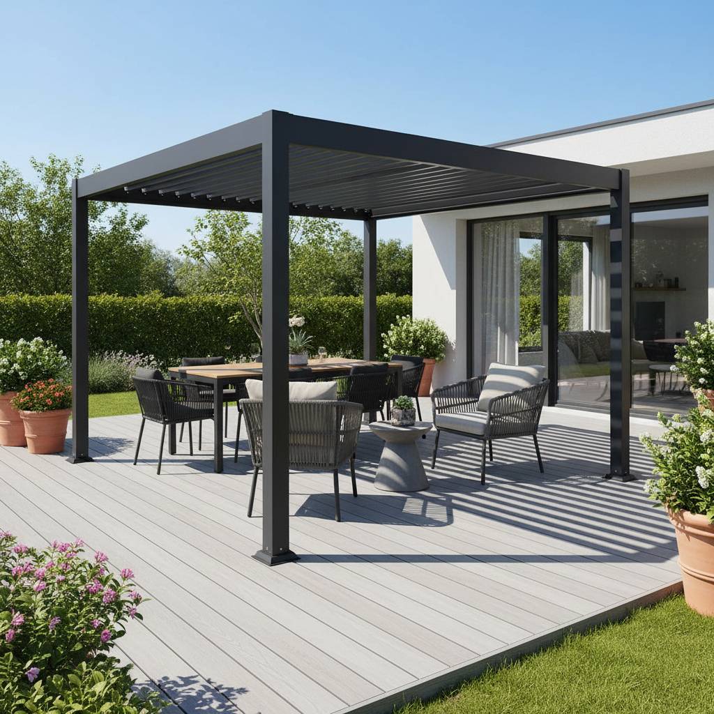 Pergola bioclimatique 3x3m Zeus anthracite - Gecko Jardin - Image 3