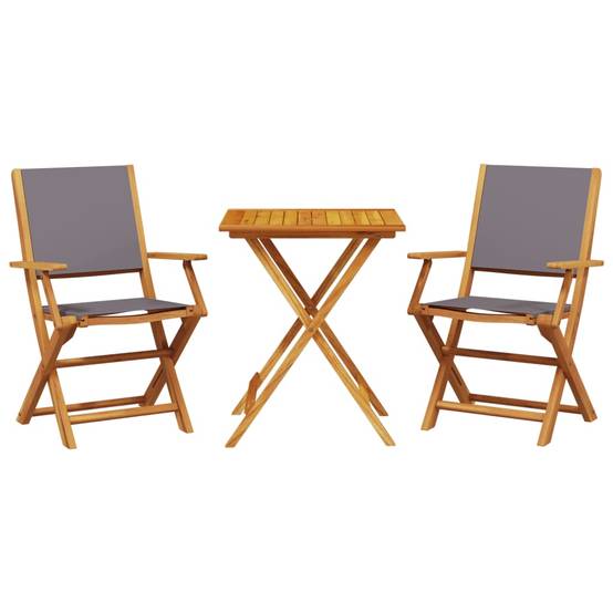 Maison Chic - Ensemble 3 pcs de bistro - Salon De Jardin - Mobilier extérieur anthracite tissu et bois massif MI474 - Image 1