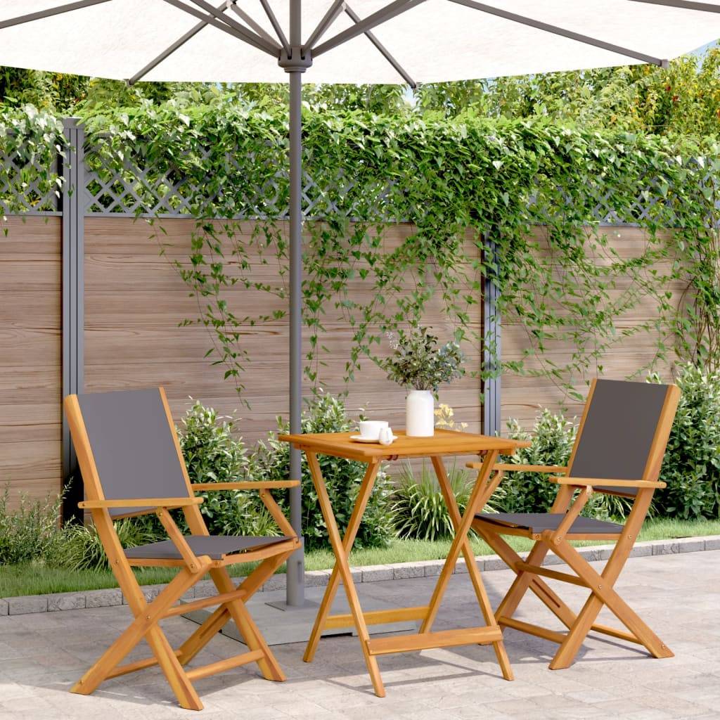 Maison Chic - Ensemble 3 pcs de bistro - Salon De Jardin - Mobilier extérieur anthracite tissu et bois massif MI474 - Image 2
