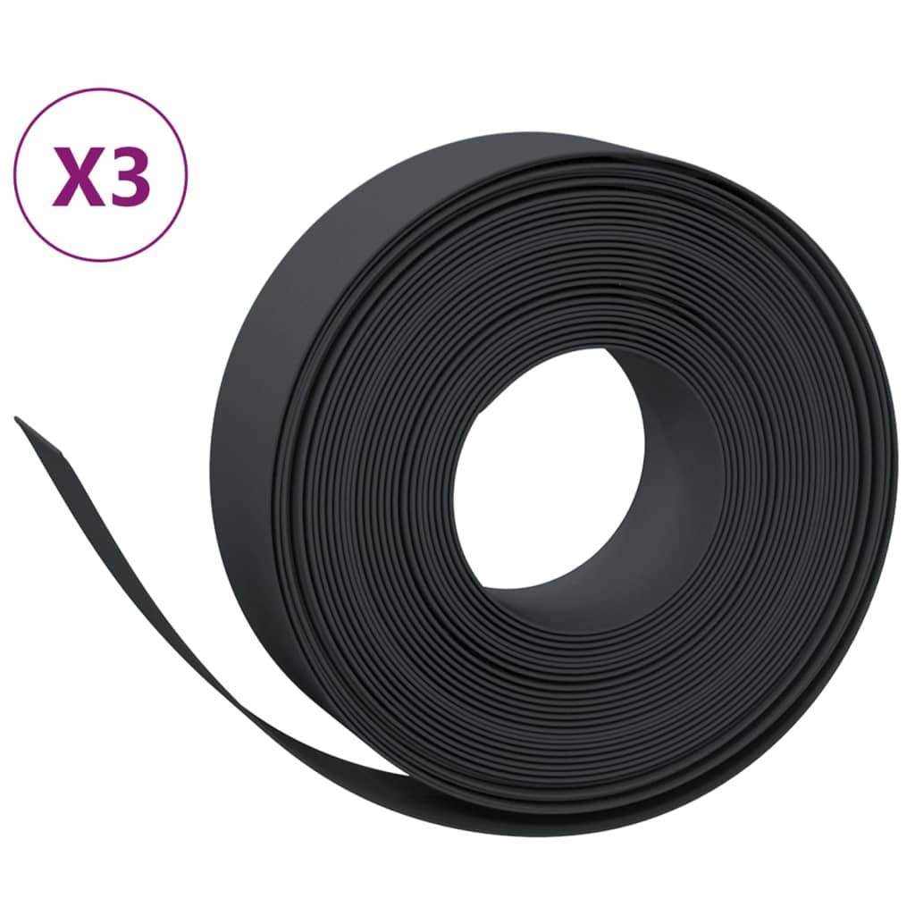 Bordure jardin flexible plastique PE aménagement allées bassins 3pcs 10mx15cm noir - ComfortXL Outdoor Living - Image 2