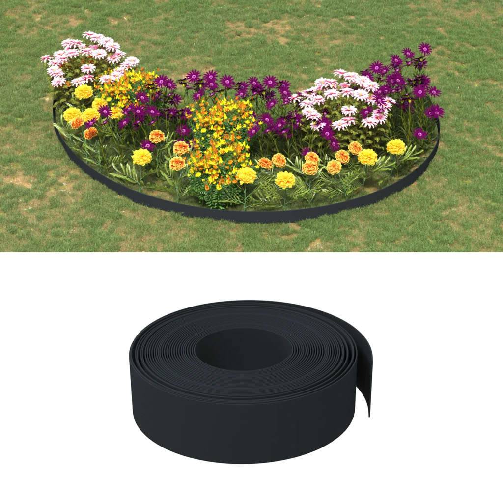 Bordure jardin flexible plastique PE aménagement allées bassins 3pcs 10mx15cm noir - ComfortXL Outdoor Living - Image 1