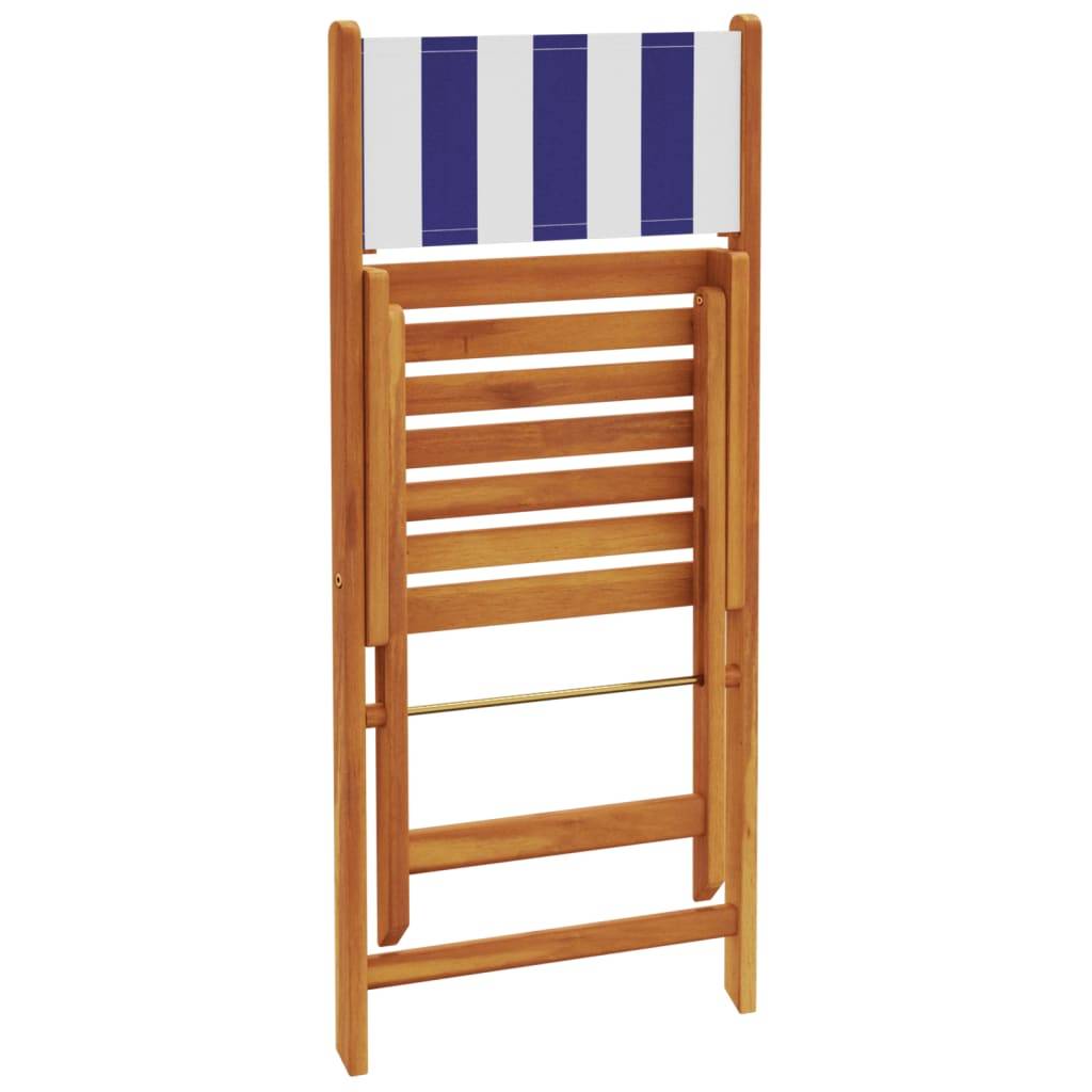 Maison Chic - Ensemble de bistro 3 pcs | Mobilier d'extérieur bleu et blanc tissu et bois massif Maison Chic - Image 7