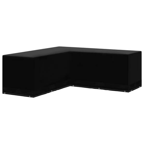 Housse Salon de Jardin Angle Forme L PE Étanche Anti-UV pour Canapé Extérieur Noir 250x250x90 cm – ComfortXL Outdoor Living - Image 1
