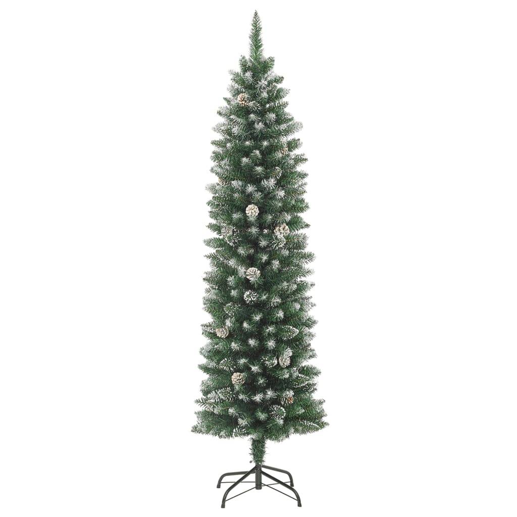 ComfortXL - Sapin de Noël Mince Floqué 240 cm PVC avec Pommes de Pin pour Petits Espaces – ComfortXL Outdoor Living - Image 2