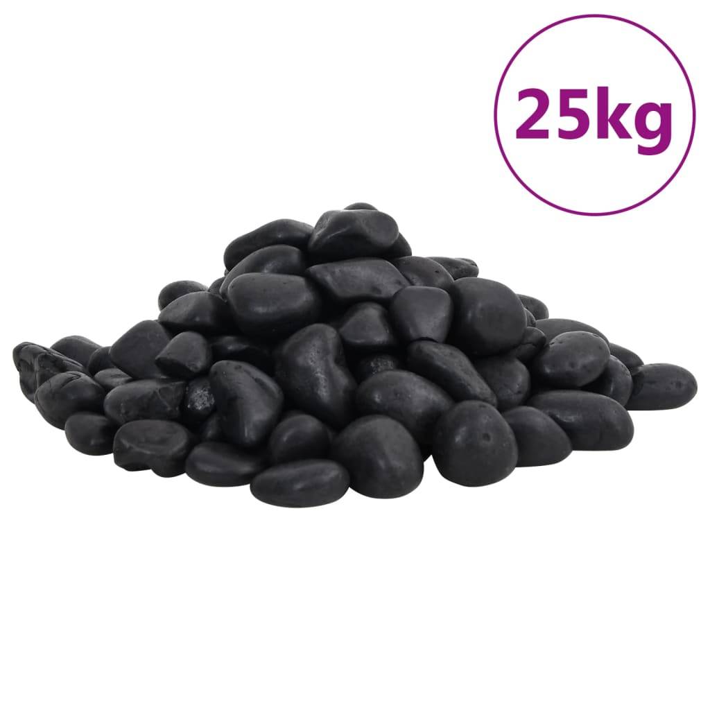 ComfortXL - Galets Décoratifs Noirs Pierres Polies pour Jardin Paillage Déco Aquarium 2-5 cm 25 kg - ComfortXL Outdoor Living - Image 1